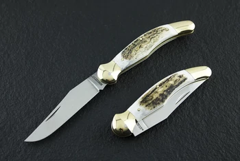 NN-Knives Fejesgörbe nagy zsebkés agancs