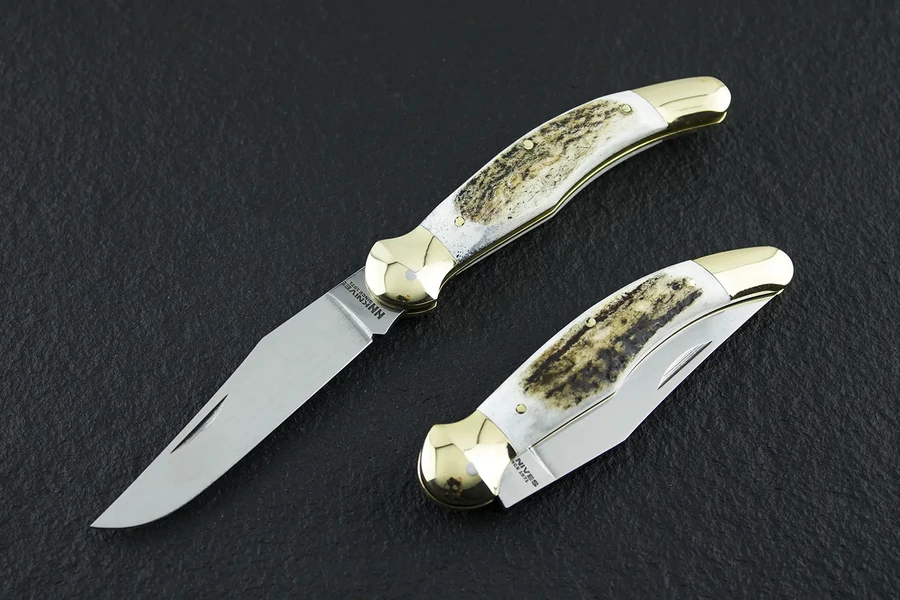 NN-Knives Fejesgörbe nagy zsebkés agancs