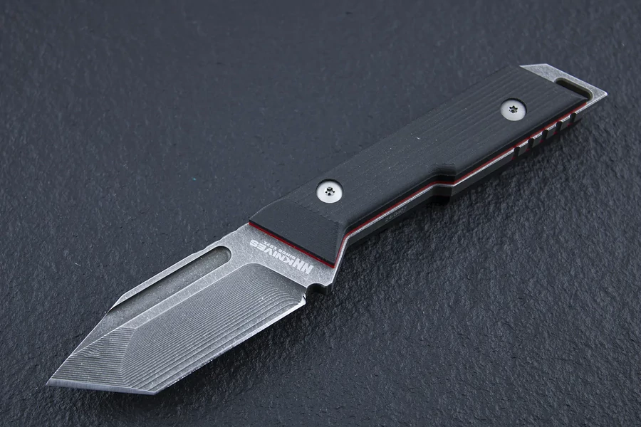 NN Knives Proto TAN NC Blade Fekete Richlite EDC Kés