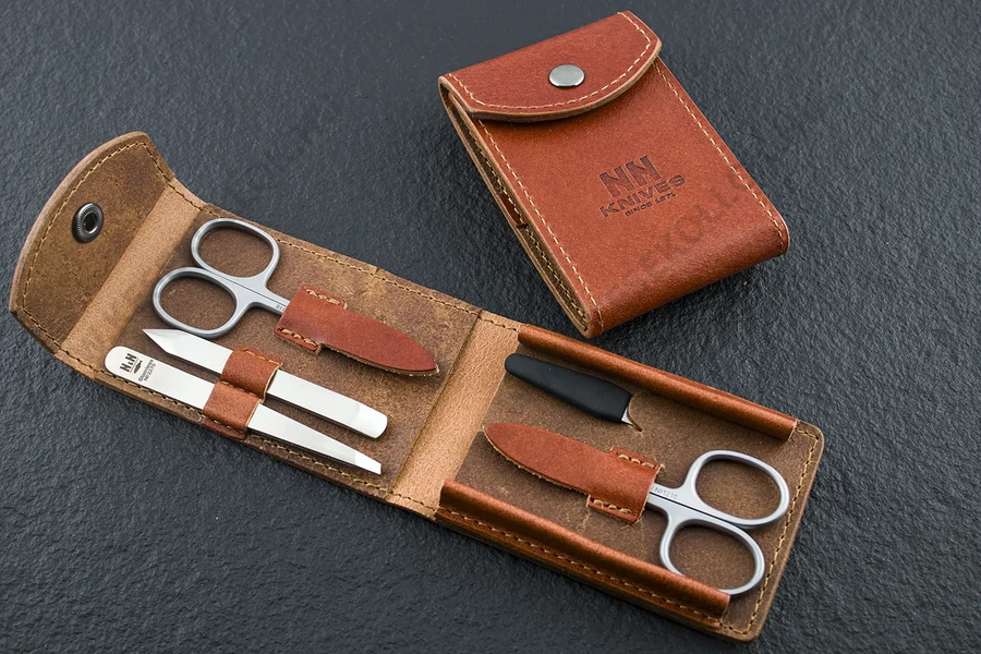 NN Knives Manikűrkészlet Optim Barna Bőr Modern