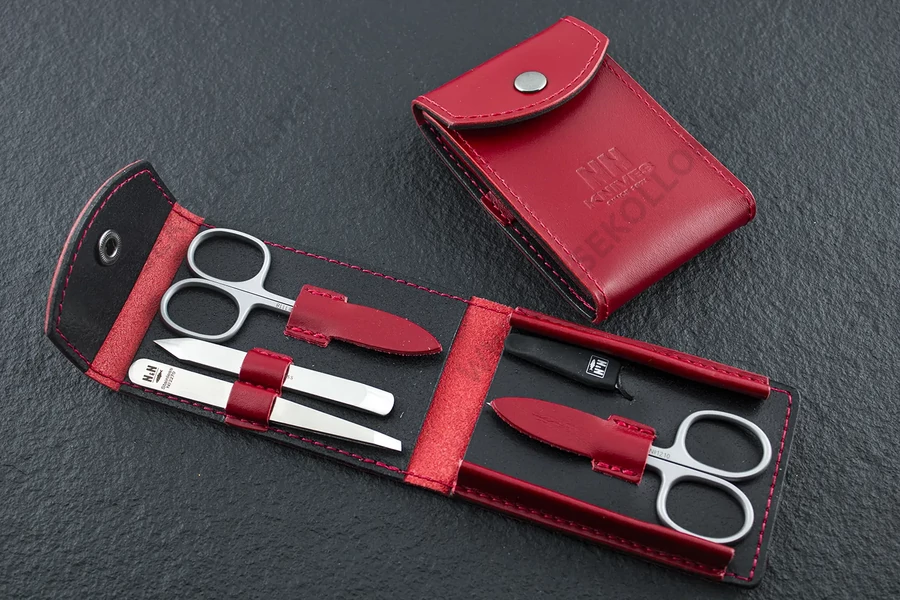 NN Knives Manikűrkészlet Optim Piros Bőr Modern